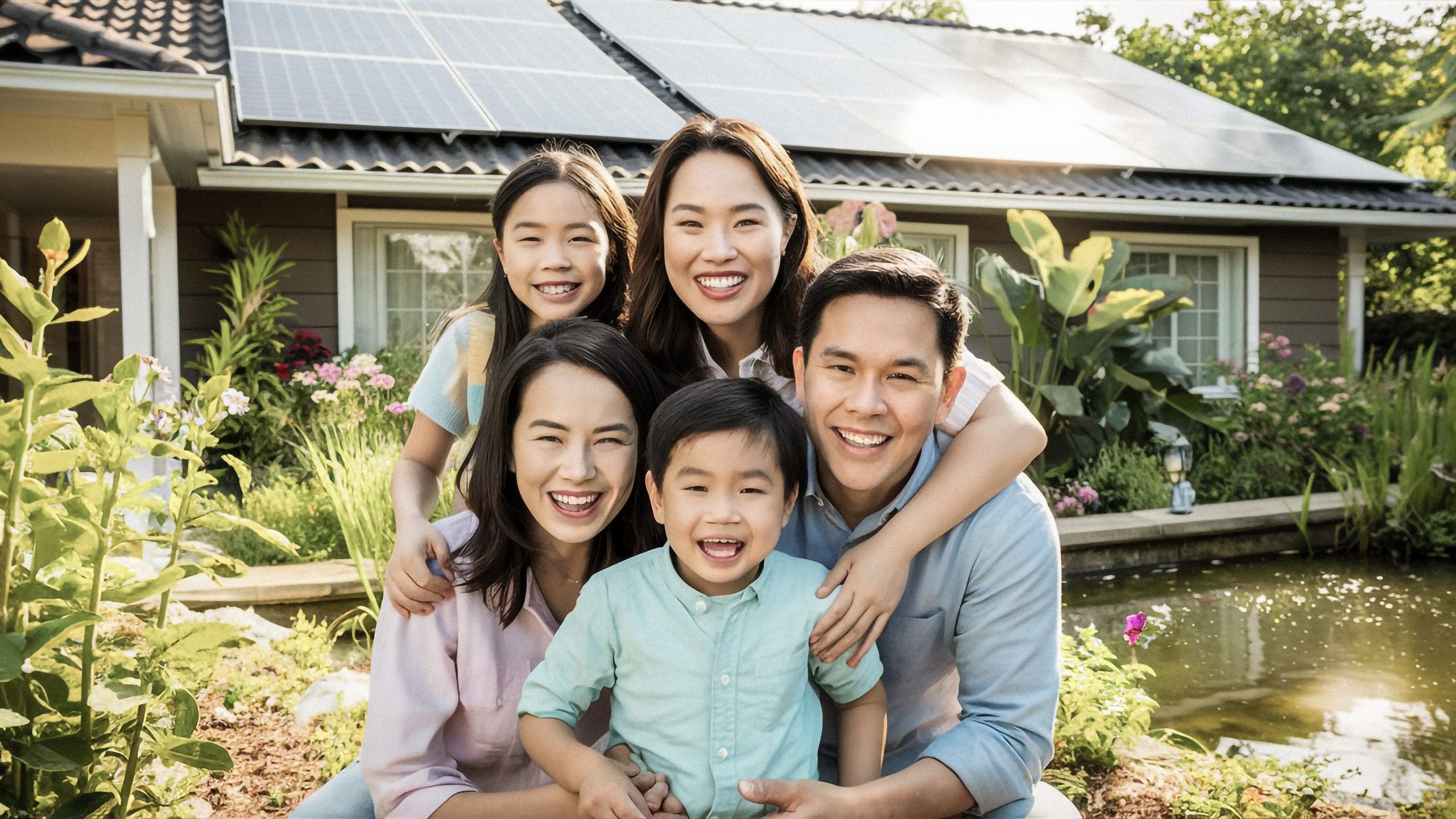 family-posing-photo-with-solar-roof